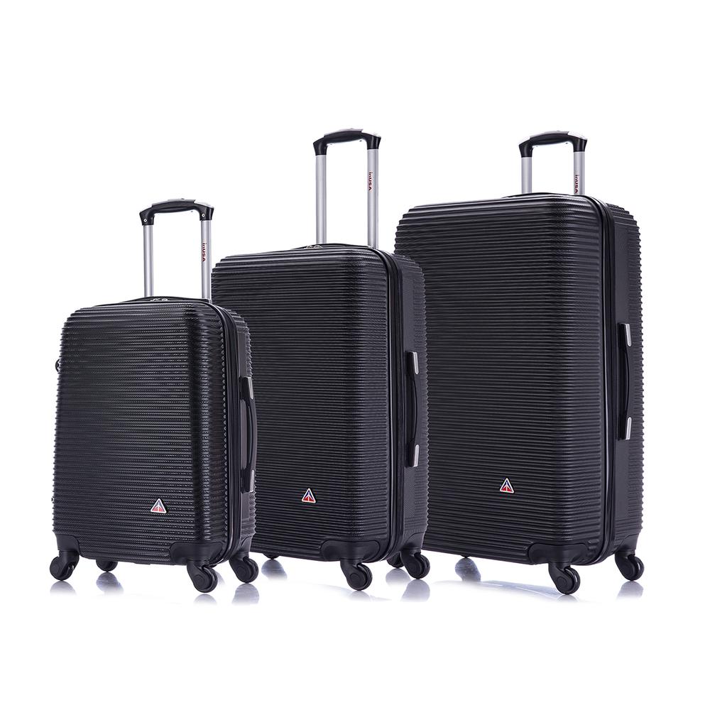 InUSA Royal lightweight hardside spinner 3 piece Set 20", 24", 28" Black. Picture 1