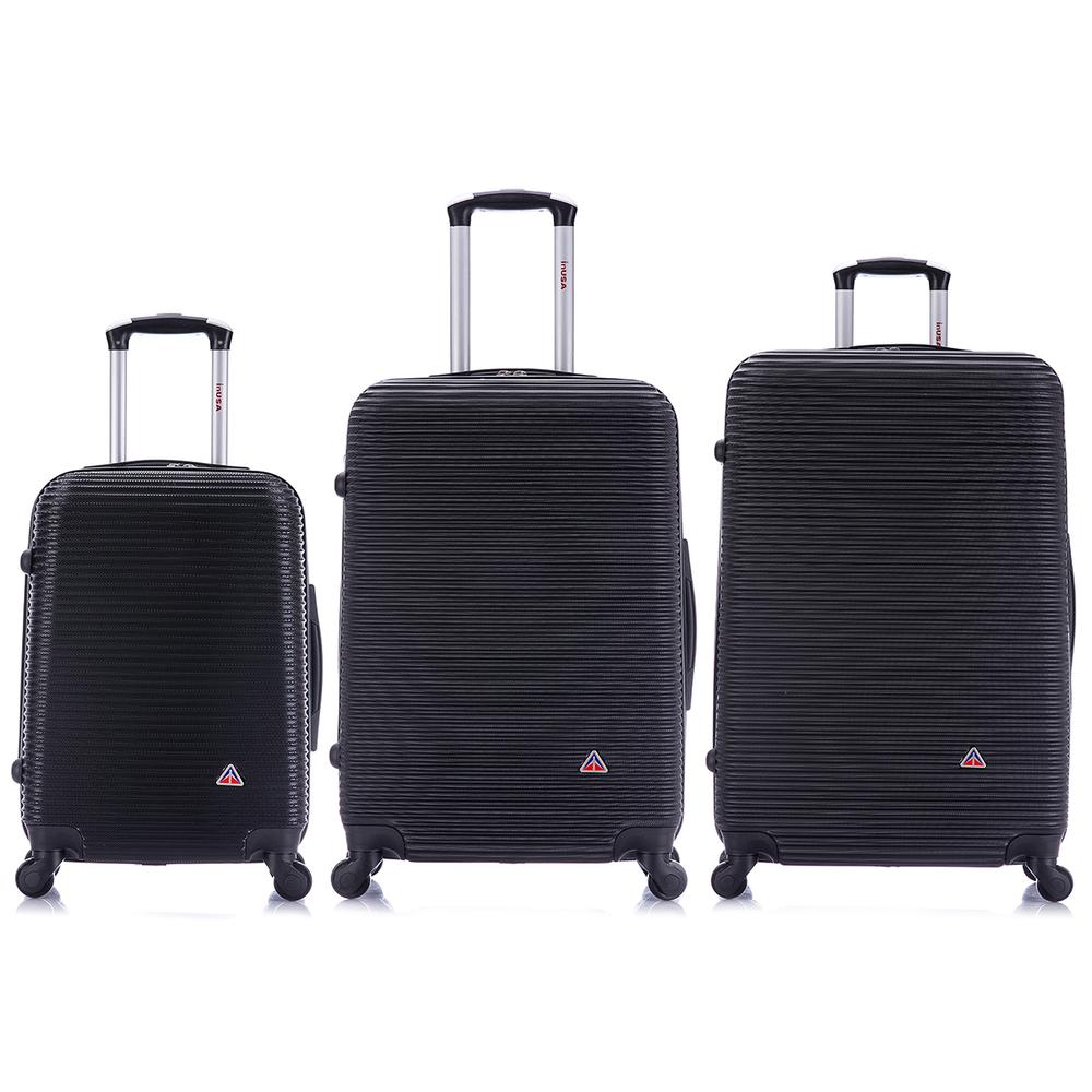 InUSA Royal lightweight hardside spinner 3 piece Set 20", 24", 28" Black. Picture 2