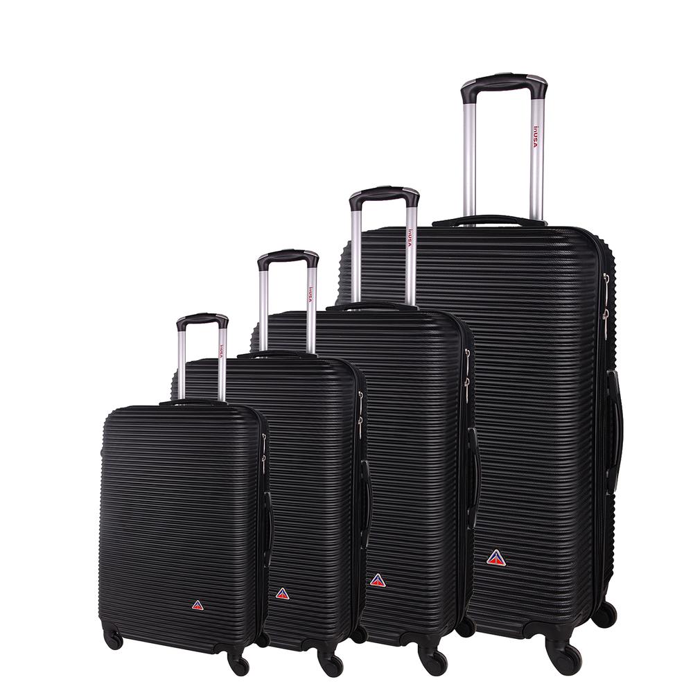 InUSA Royal lightweight hardside spinner 4 piece Set 20", 24'', 28", 32" Black. Picture 1