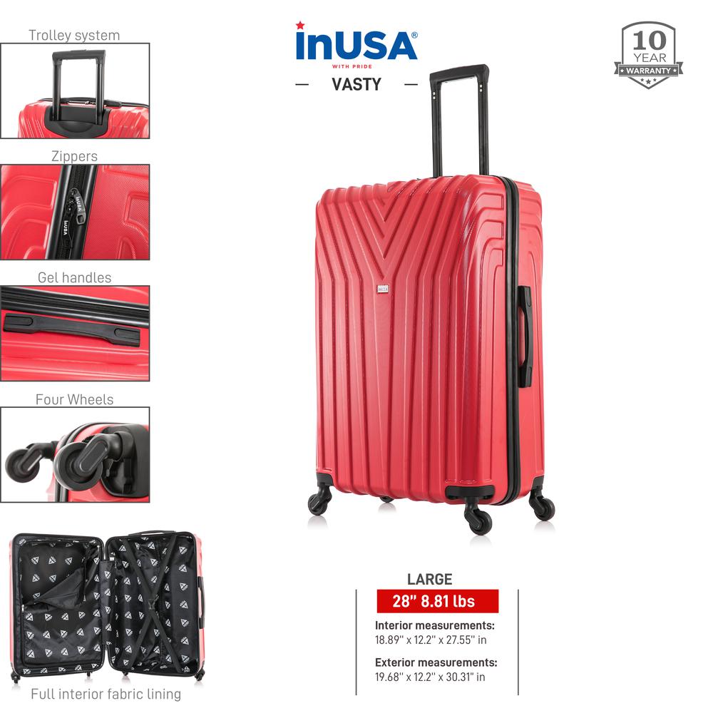 InUSA Vasty Lightweight Hardside Spinner 28 inch Red. Picture 3
