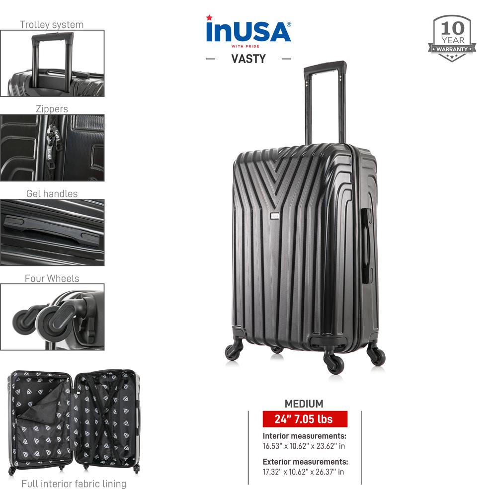 InUSA Vasty Lightweight Hardside Spinner 24 inch Black. Picture 3