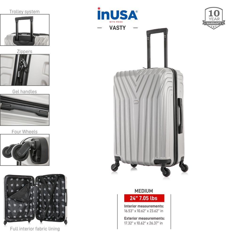 InUSA Vasty Lightweight Hardside Spinner 24 inch Grey. Picture 4