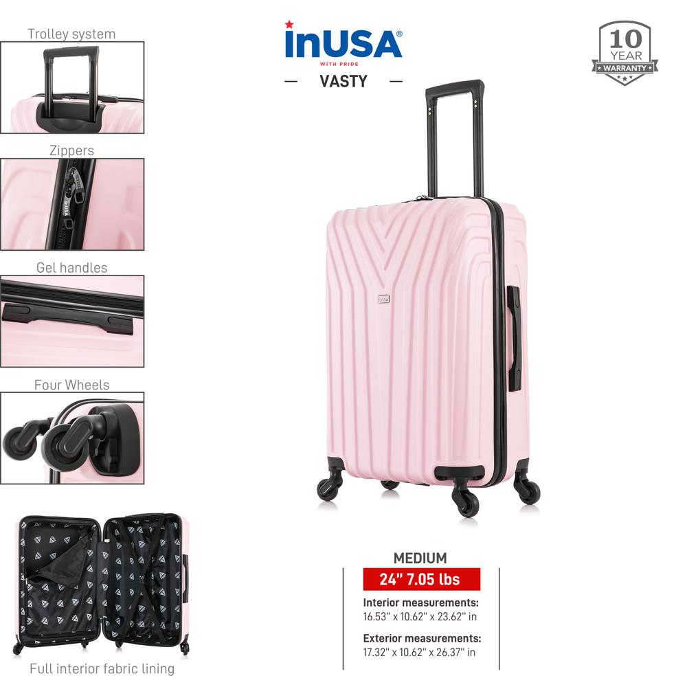 InUSA Vasty Lightweight Hardside Spinner 24 inch Pink. Picture 9