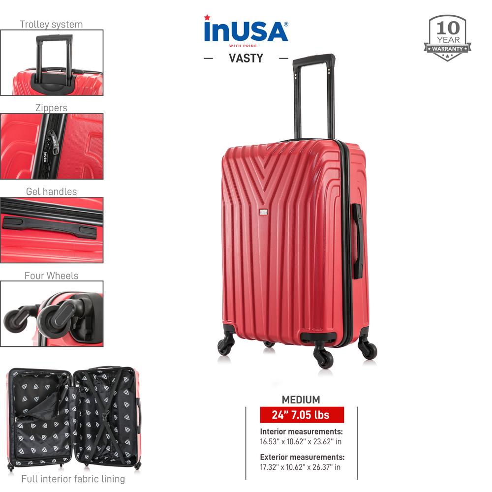 InUSA Vasty Lightweight Hardside Spinner 24 inch Red. Picture 5