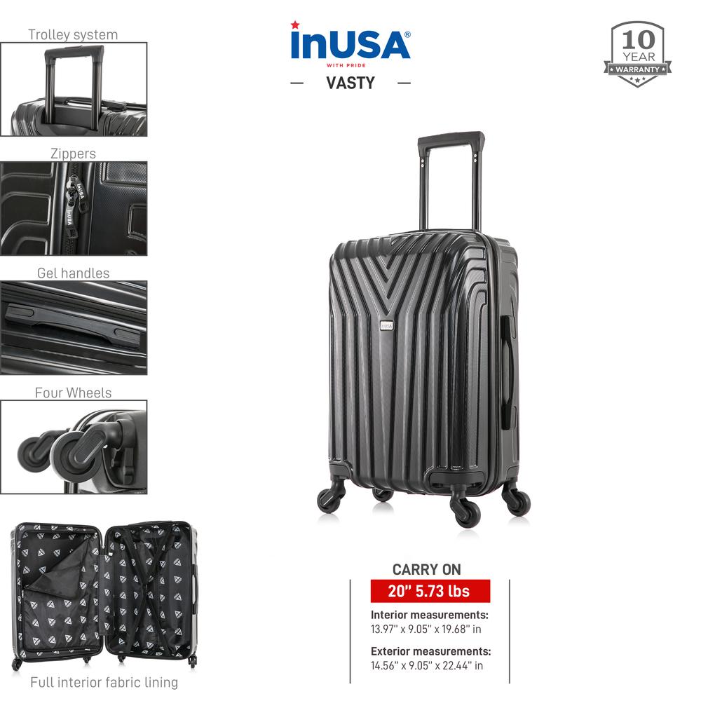 InUSA Vasty Lightweight Hardside Spinner 20 inch Black. Picture 3