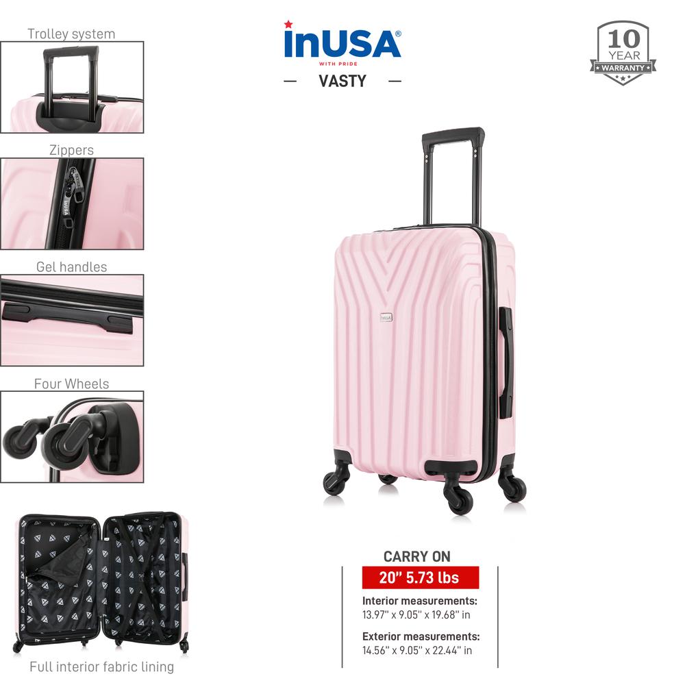 InUSA Vasty Lightweight Hardside Spinner 20 inch Pink. Picture 3