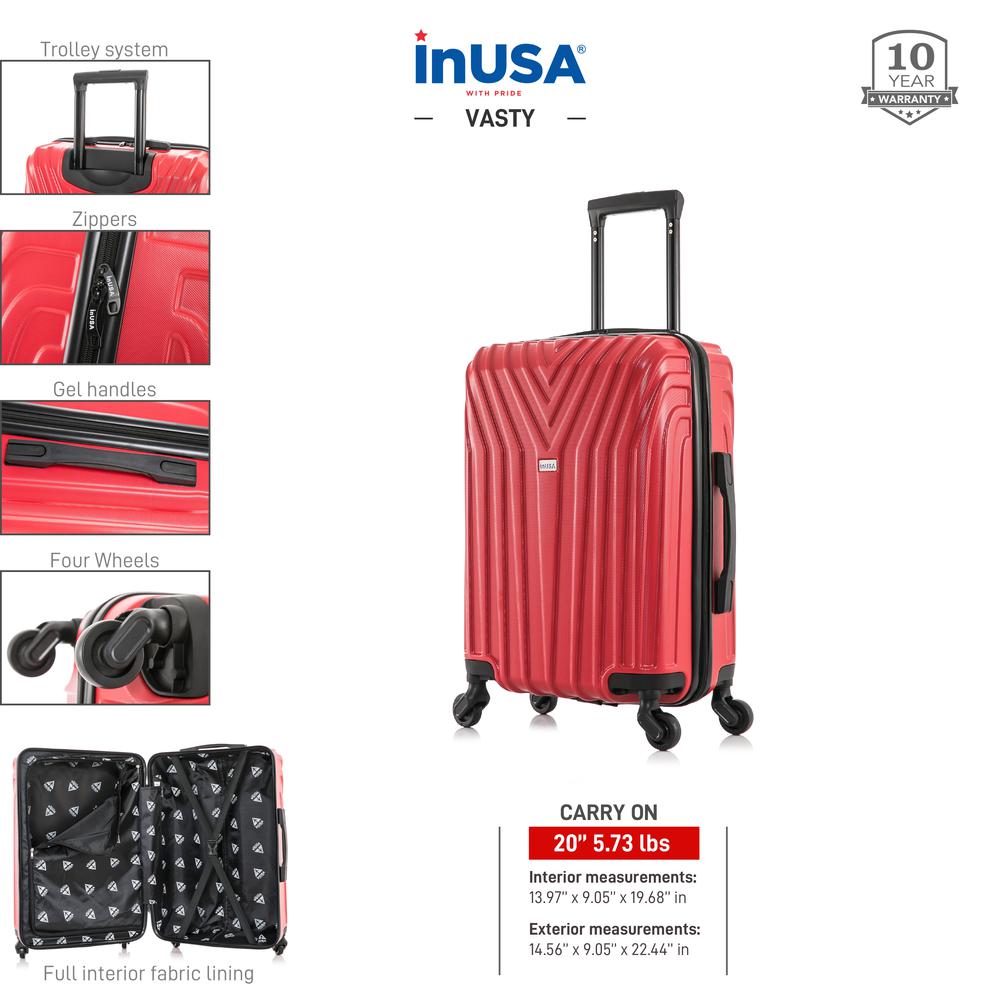 InUSA Vasty Lightweight Hardside Spinner 20 inch Red. Picture 4