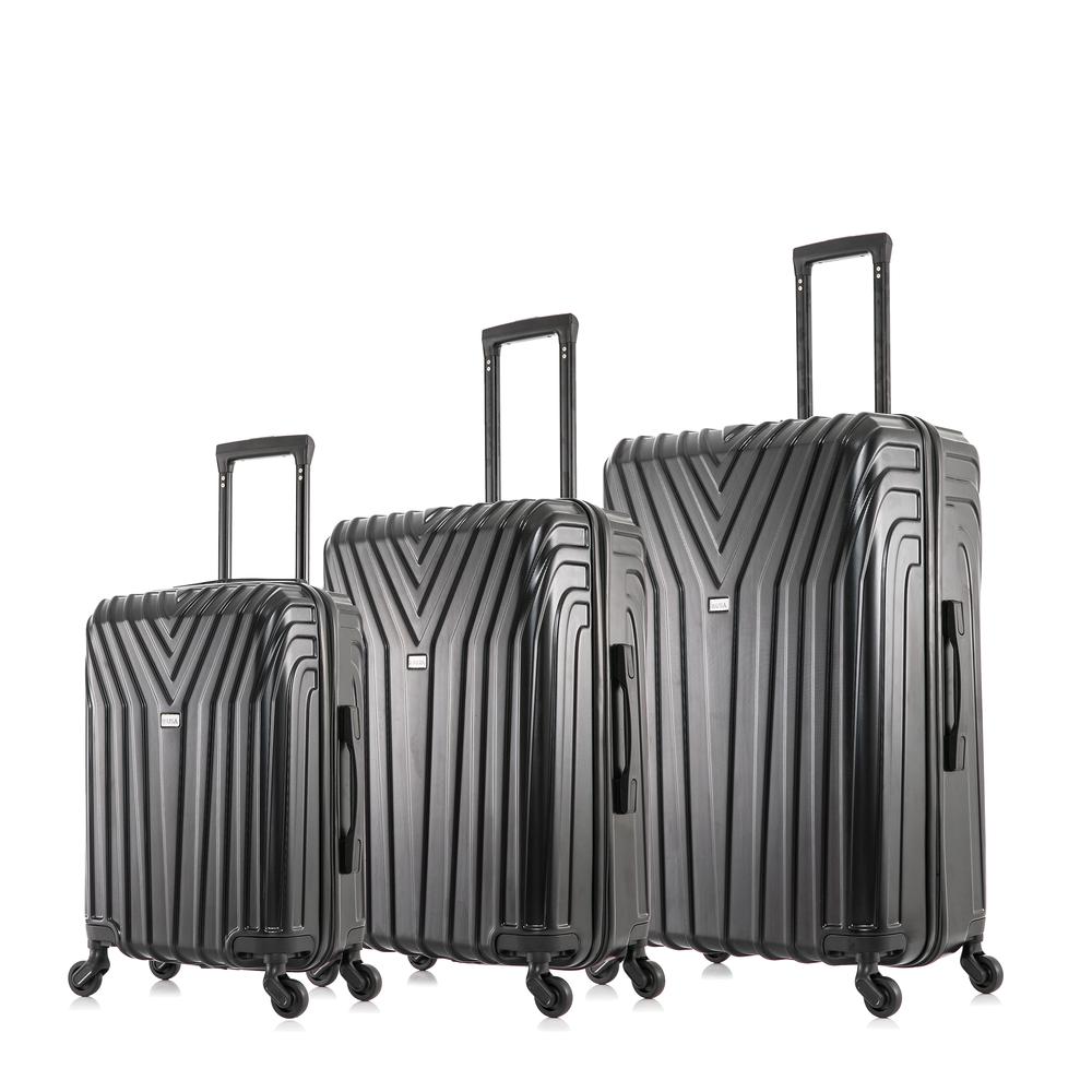 InUSA Vasty Lightweight Hardside Spinner 3 Piece Luggage set  20'',24'', 28'' Black. Picture 2