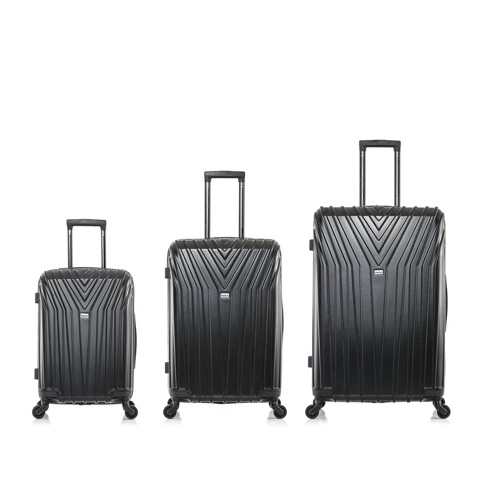 InUSA Vasty Lightweight Hardside Spinner 3 Piece Luggage set  20'',24'', 28'' Black. Picture 7