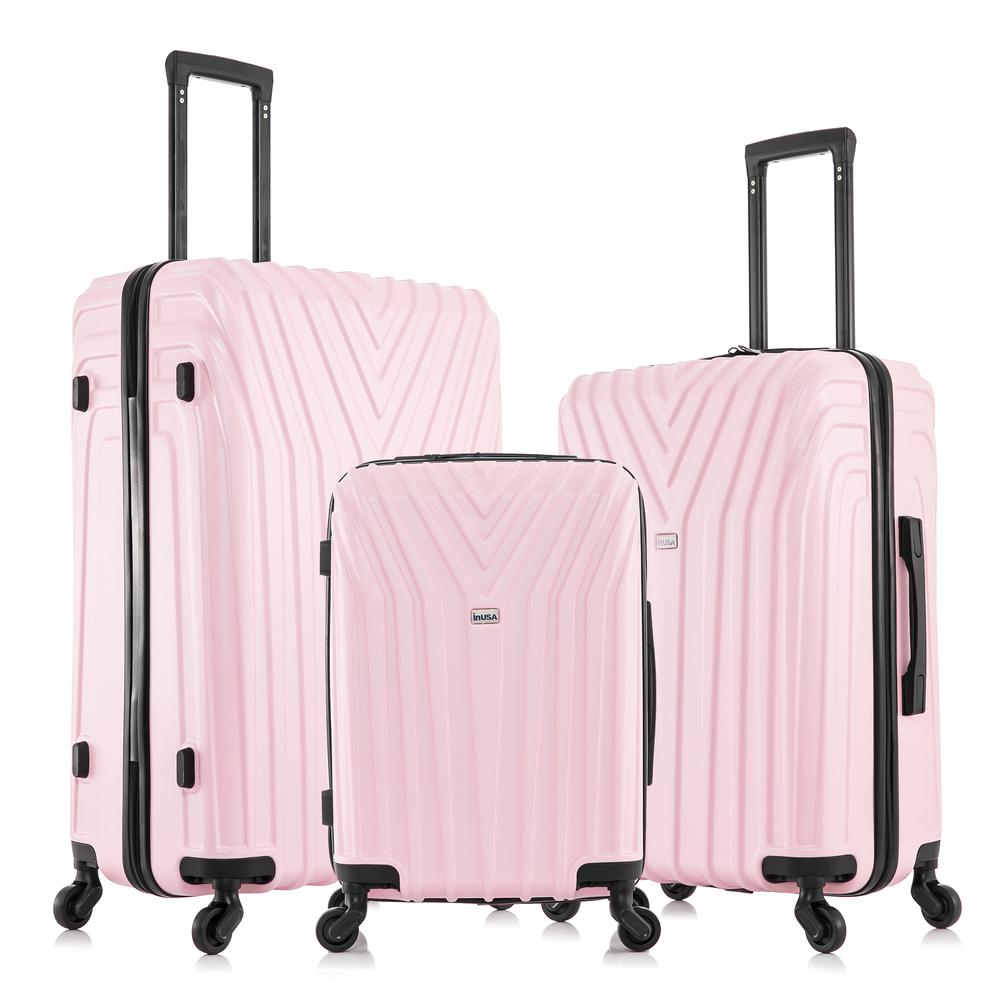 InUSA Vasty Lightweight Hardside Spinner 3 Piece Luggage set  20'',24'', 28'' Pink. Picture 1