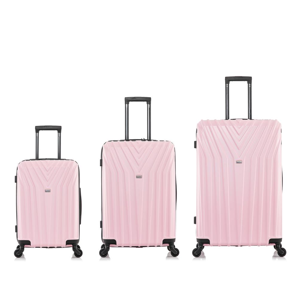 InUSA Vasty Lightweight Hardside Spinner 3 Piece Luggage set  20'',24'', 28'' Pink. Picture 7