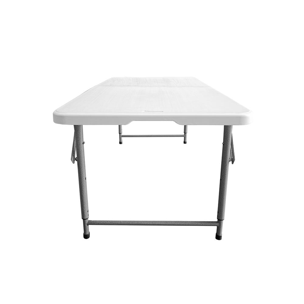 Techni Home Height Adjustable 4 FT Granite White Folding Table. Picture 2