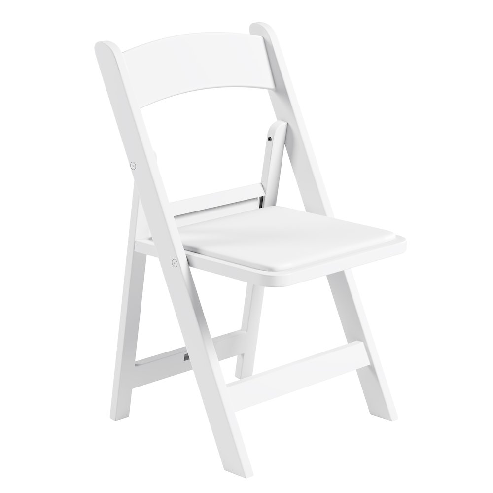 4-Pack White Resin Folding Chairs with Padded Seat. Picture 2