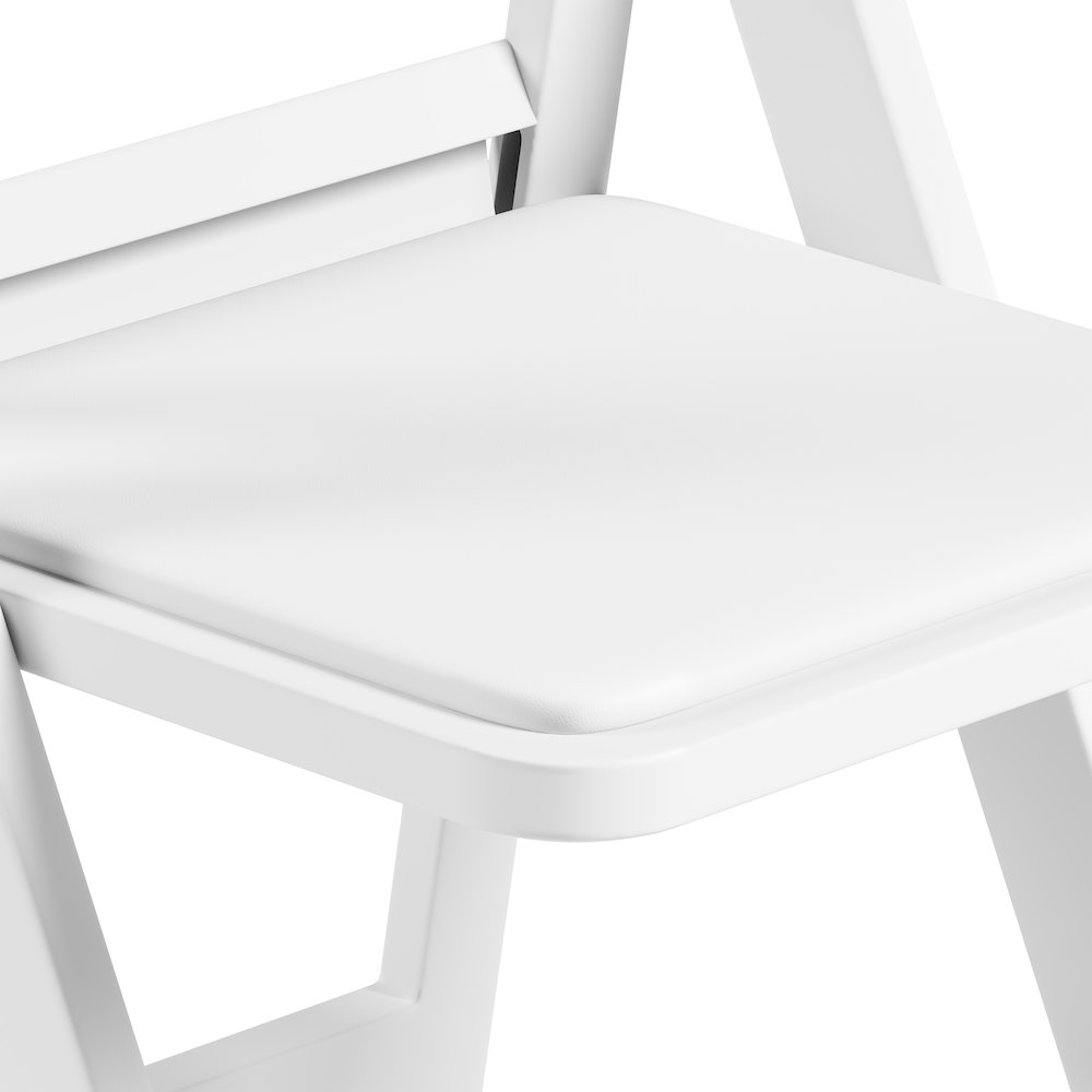 4-Pack White Resin Folding Chairs with Padded Seat. Picture 4