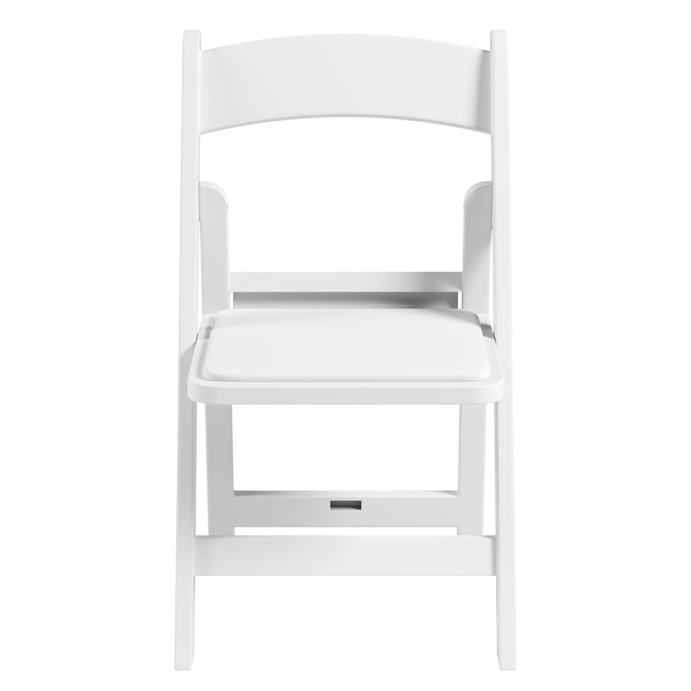 4-Pack White Resin Folding Chairs with Padded Seat. Picture 3