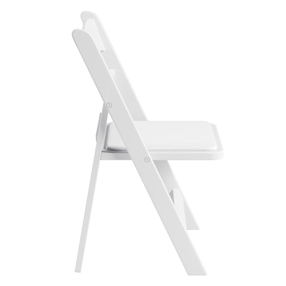 4-Pack White Resin Folding Chairs with Padded Seat. Picture 8