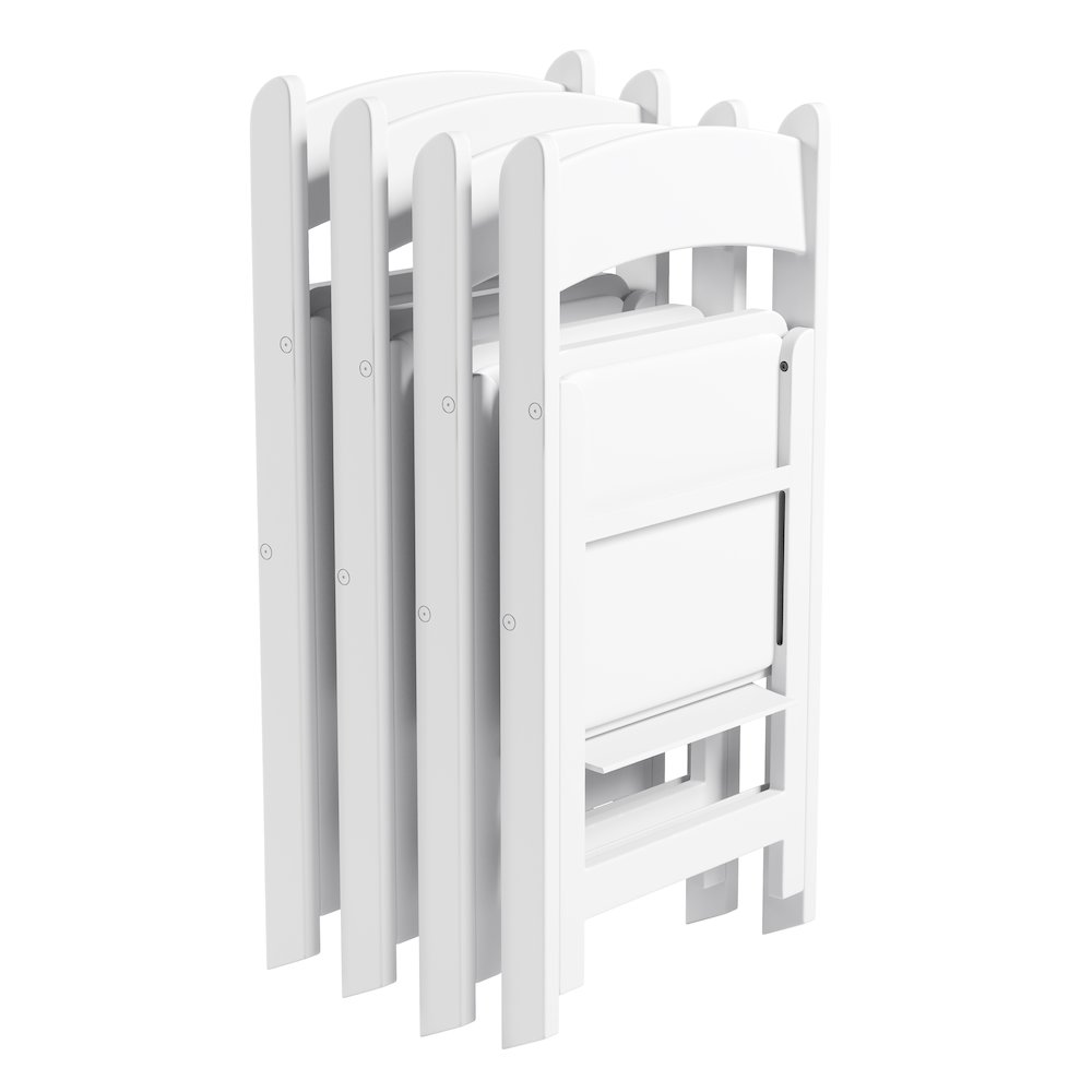 4-Pack White Resin Folding Chairs with Padded Seat. Picture 14