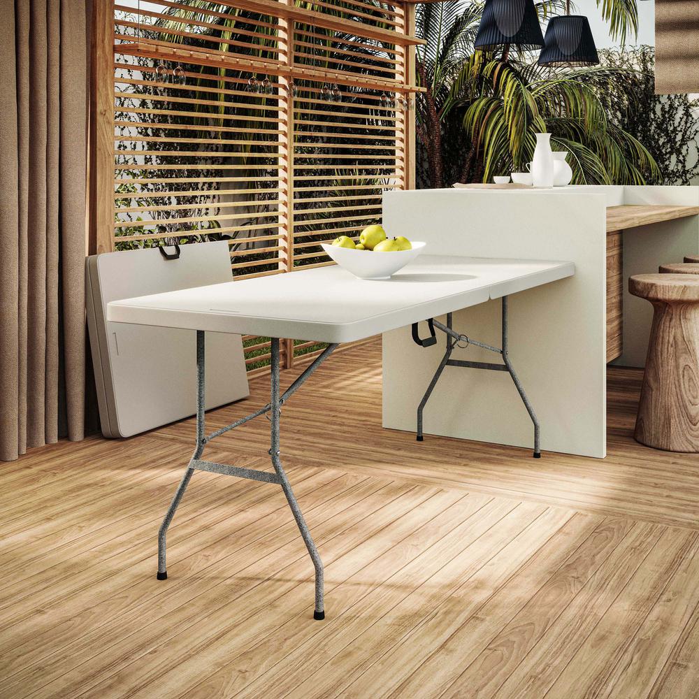 Techni Home 6 FT Granite White Folding Table with Easy- Carry Handle. Picture 5