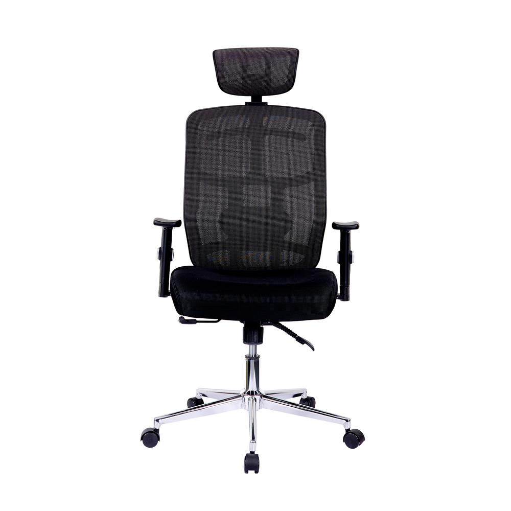 Techni Mobili High Back Executive Mesh Office Chair with Arms, Lumbar Support and Chrome Base, Black. Picture 2