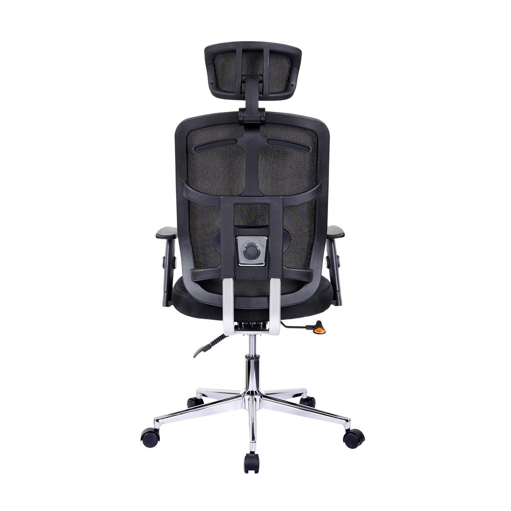Techni Mobili High Back Executive Mesh Office Chair with Arms, Lumbar Support and Chrome Base, Black. Picture 3