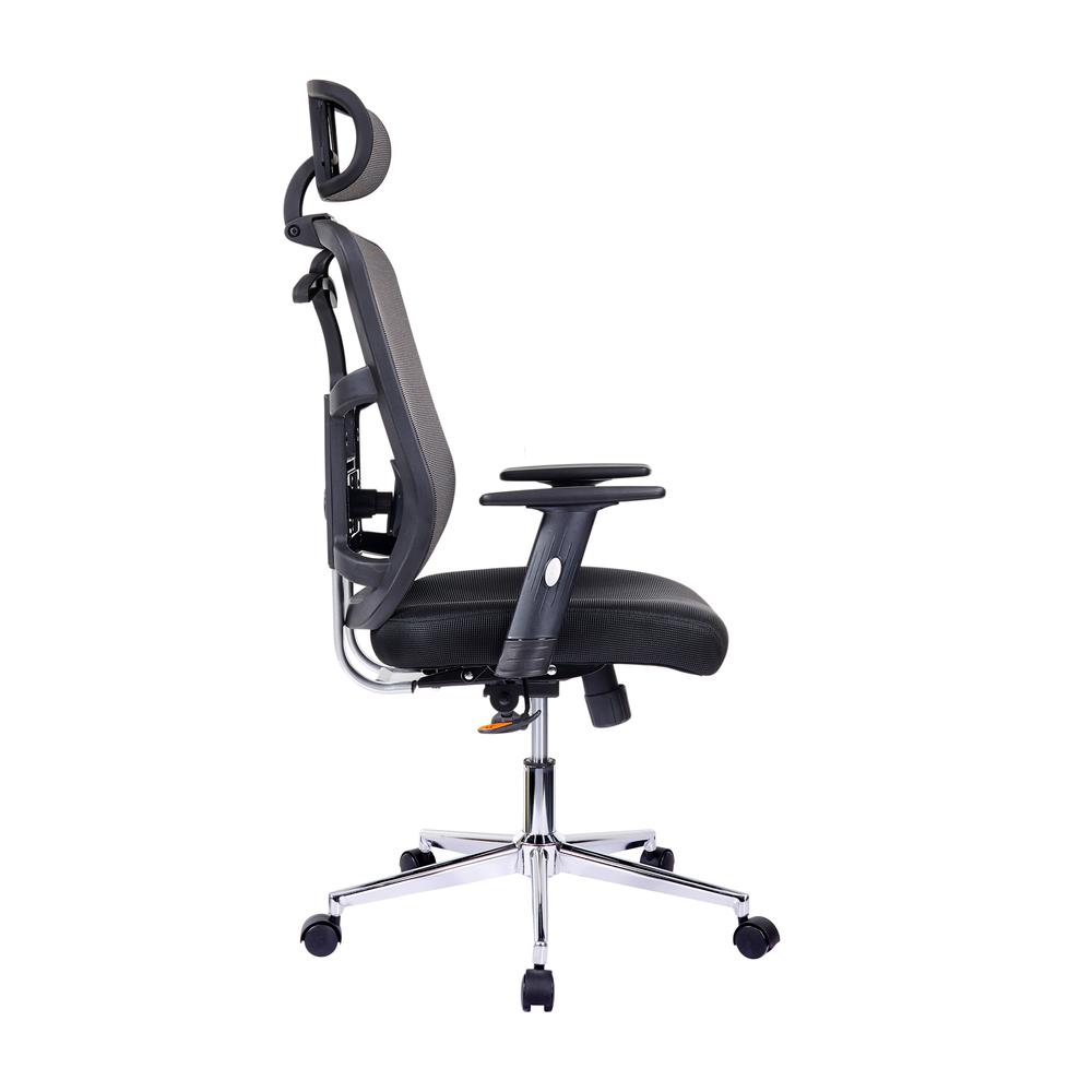 Techni Mobili High Back Executive Mesh Office Chair with Arms, Lumbar Support and Chrome Base, Black. Picture 4