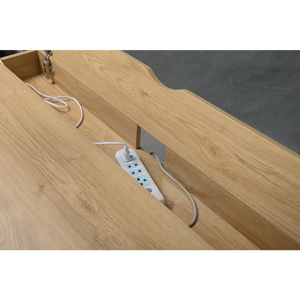 Modern Multi Storage Computer Desk with Storage. Color: Pine. Picture 3