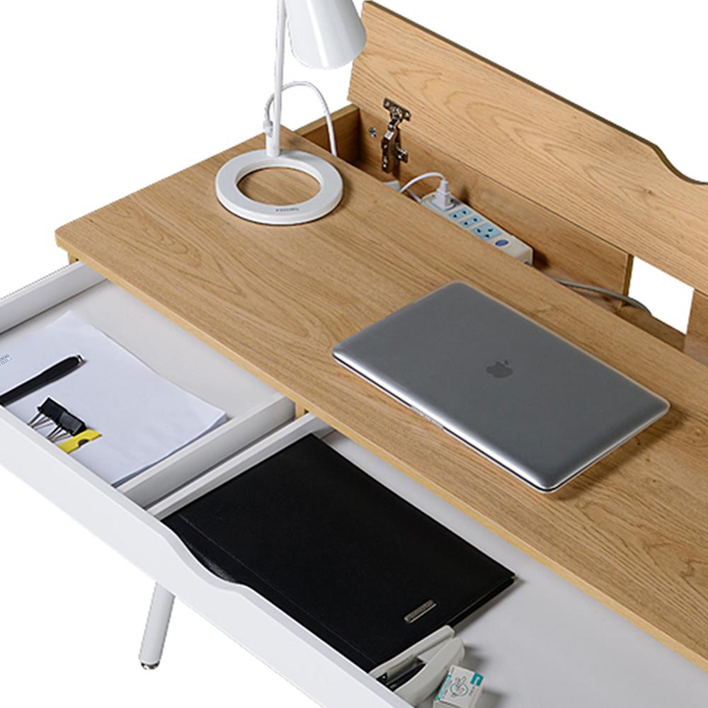 Modern Multi Storage Computer Desk with Storage. Color: Pine. Picture 6