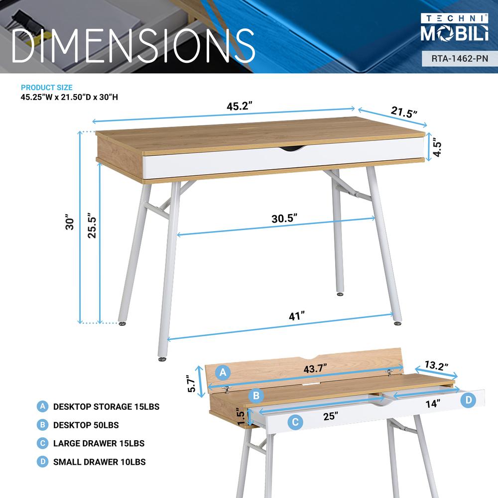 Modern Multi Storage Computer Desk with Storage. Color: Pine. Picture 9