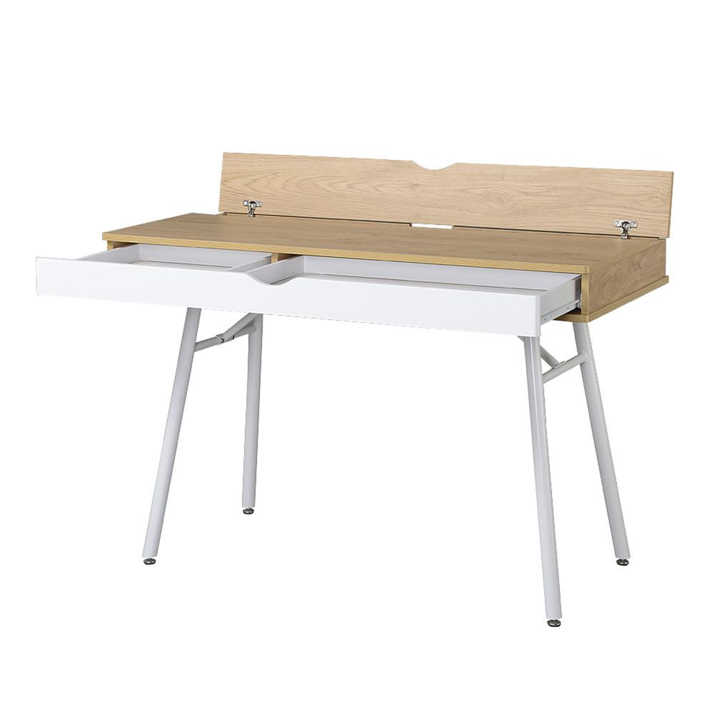 Modern Multi Storage Computer Desk with Storage. Color: Pine. Picture 10