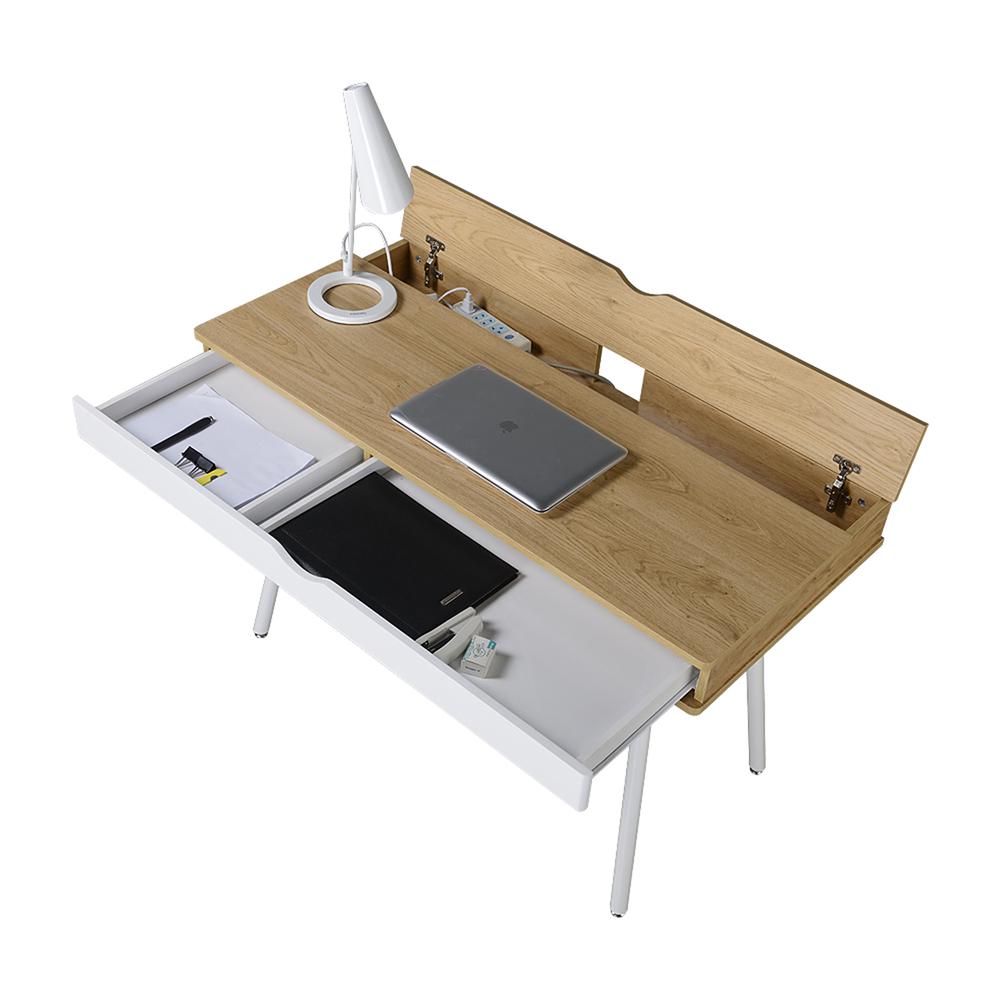 Modern Multi Storage Computer Desk with Storage. Color: Pine. Picture 11