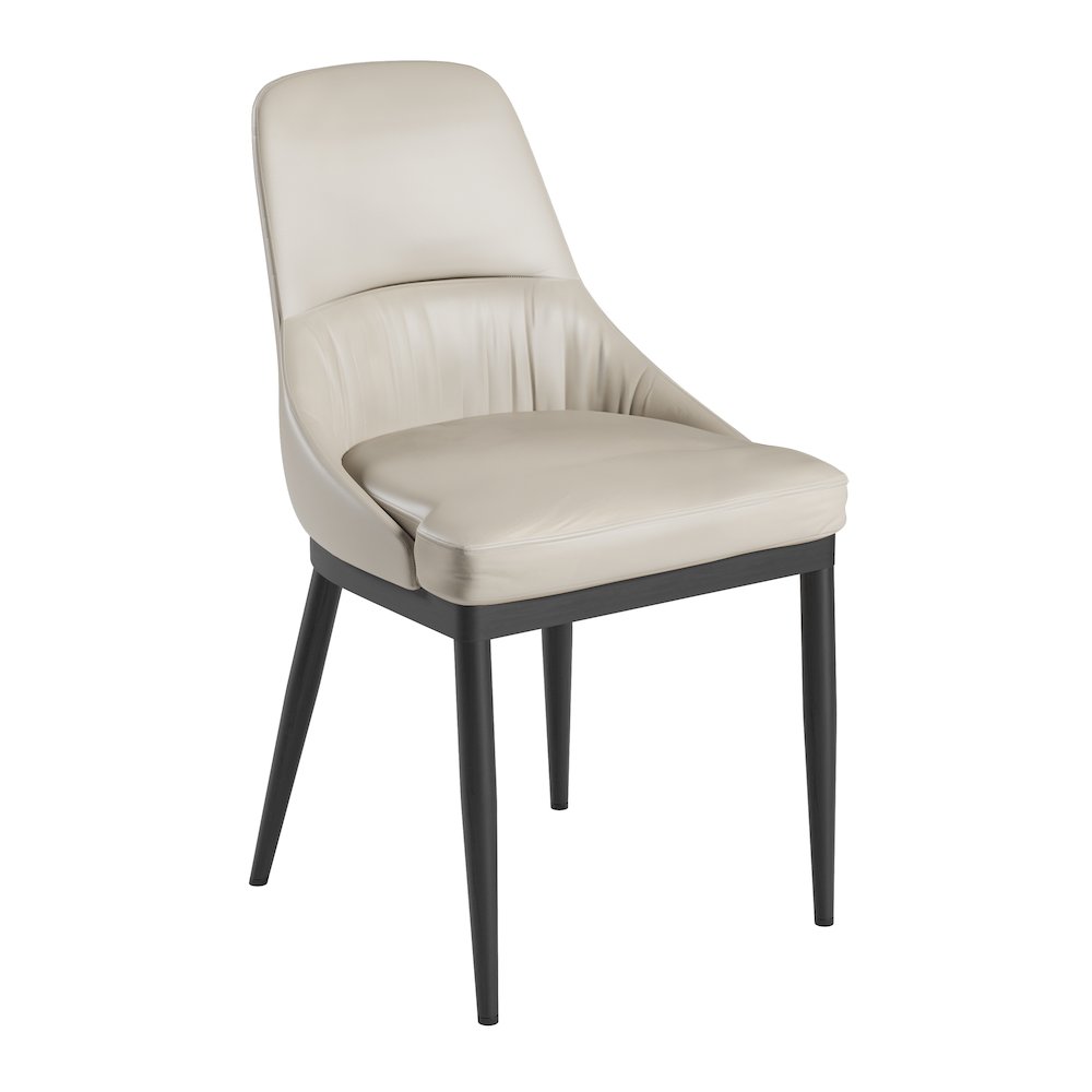 Armless Taupe Dining Chairs with Black Legs - Set of 2. Picture 1