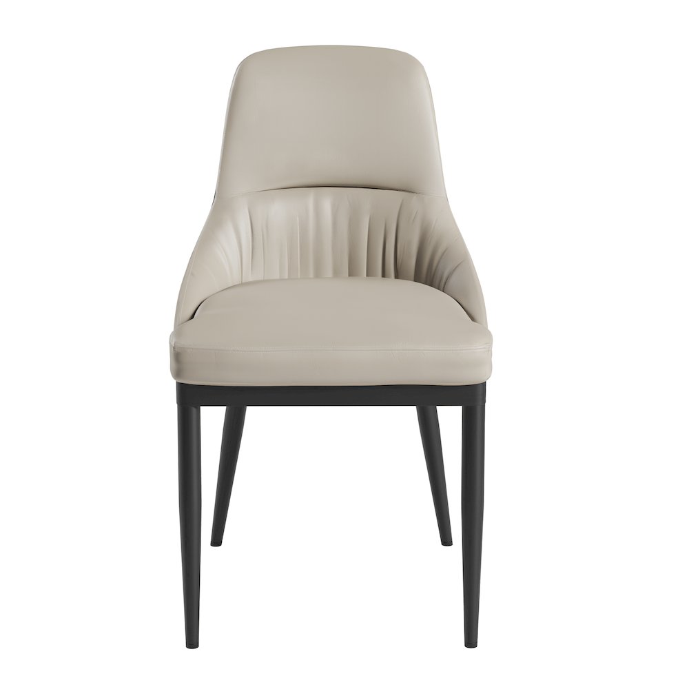 Armless Taupe Dining Chairs with Black Legs - Set of 2. Picture 2