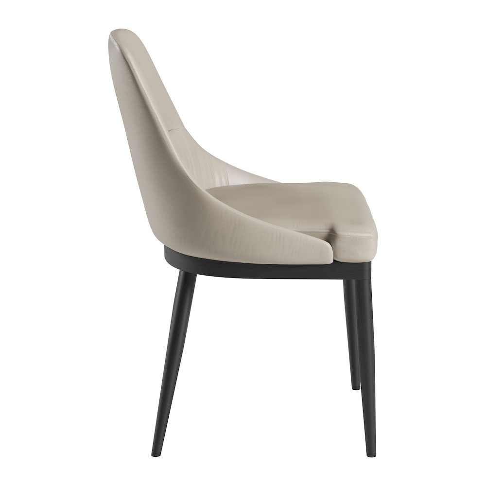 Armless Taupe Dining Chairs with Black Legs - Set of 2. Picture 4