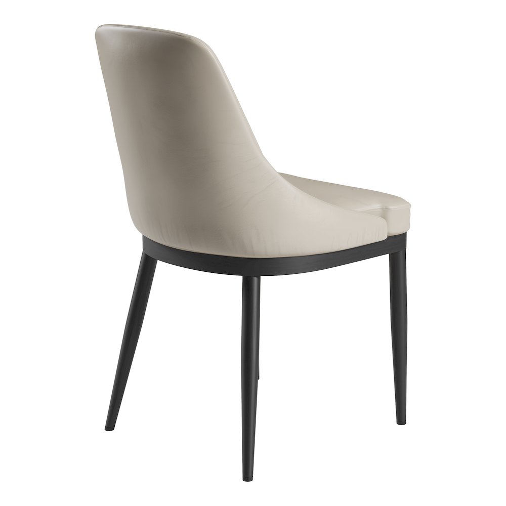 Armless Taupe Dining Chairs with Black Legs - Set of 2. Picture 3