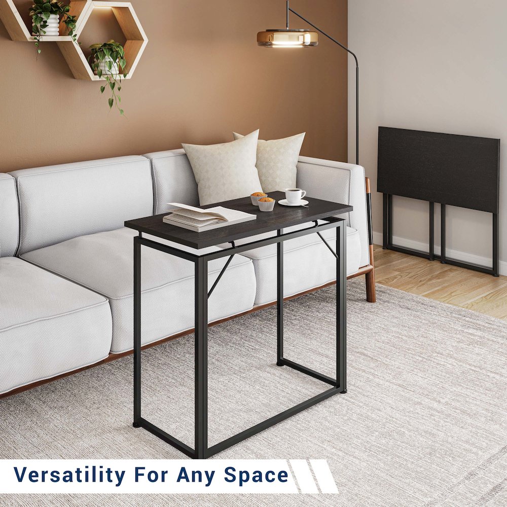 31.5” Folding Desk for Small Spaces, No Assembly Required, Black. Picture 19