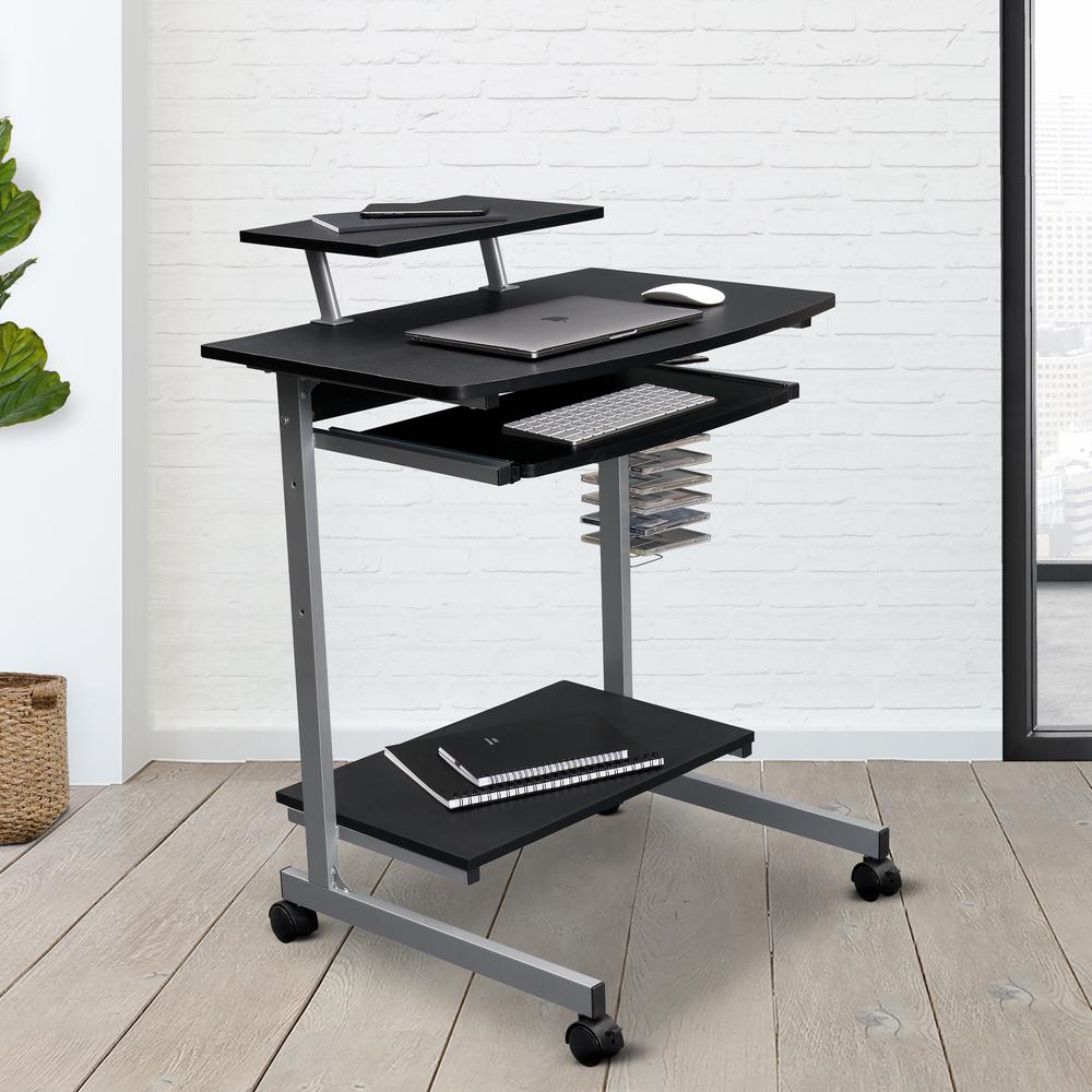 Compact Computer Cart With Storage . Color: Graphite. Picture 4