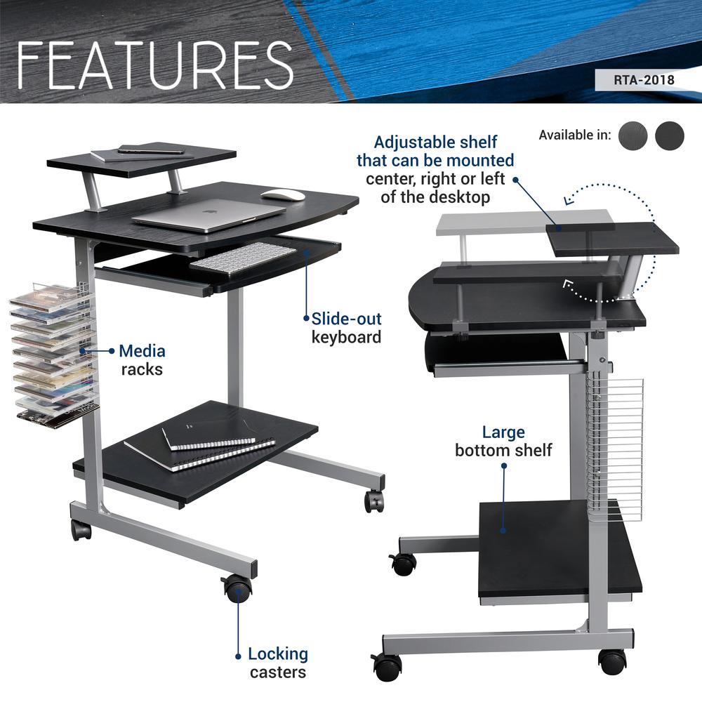 Compact Computer Cart With Storage . Color: Graphite. Picture 11