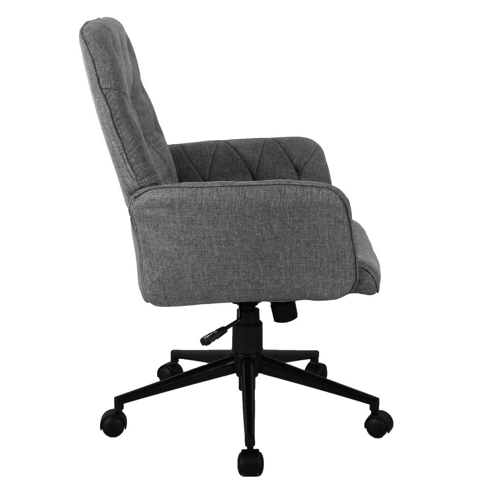 Techni Mobili Modern Upholstered Tufted Office Chair with Arms, Grey. Picture 3