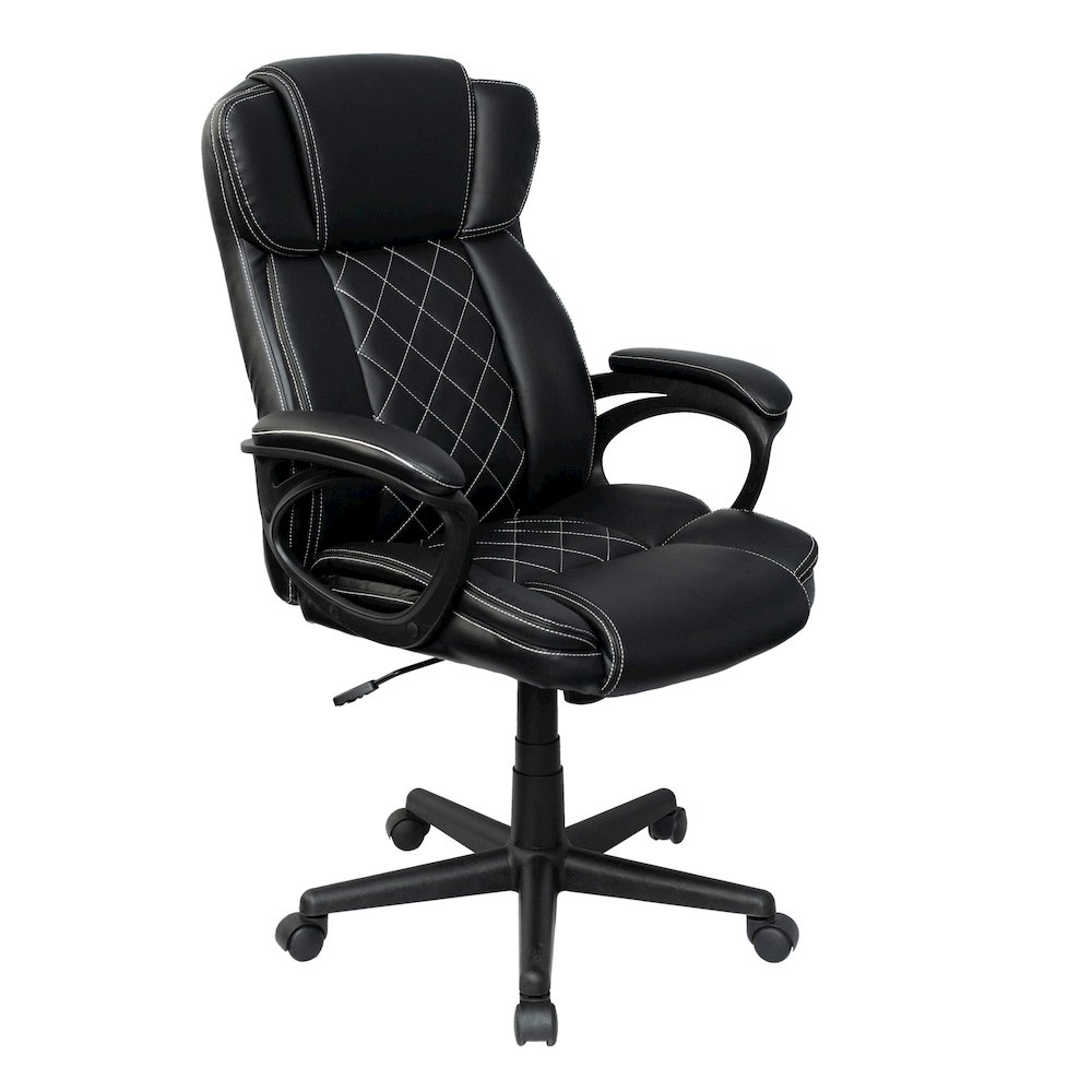 Ergonomic Executive Office Chair High Back Black Faux Leather. Picture 1