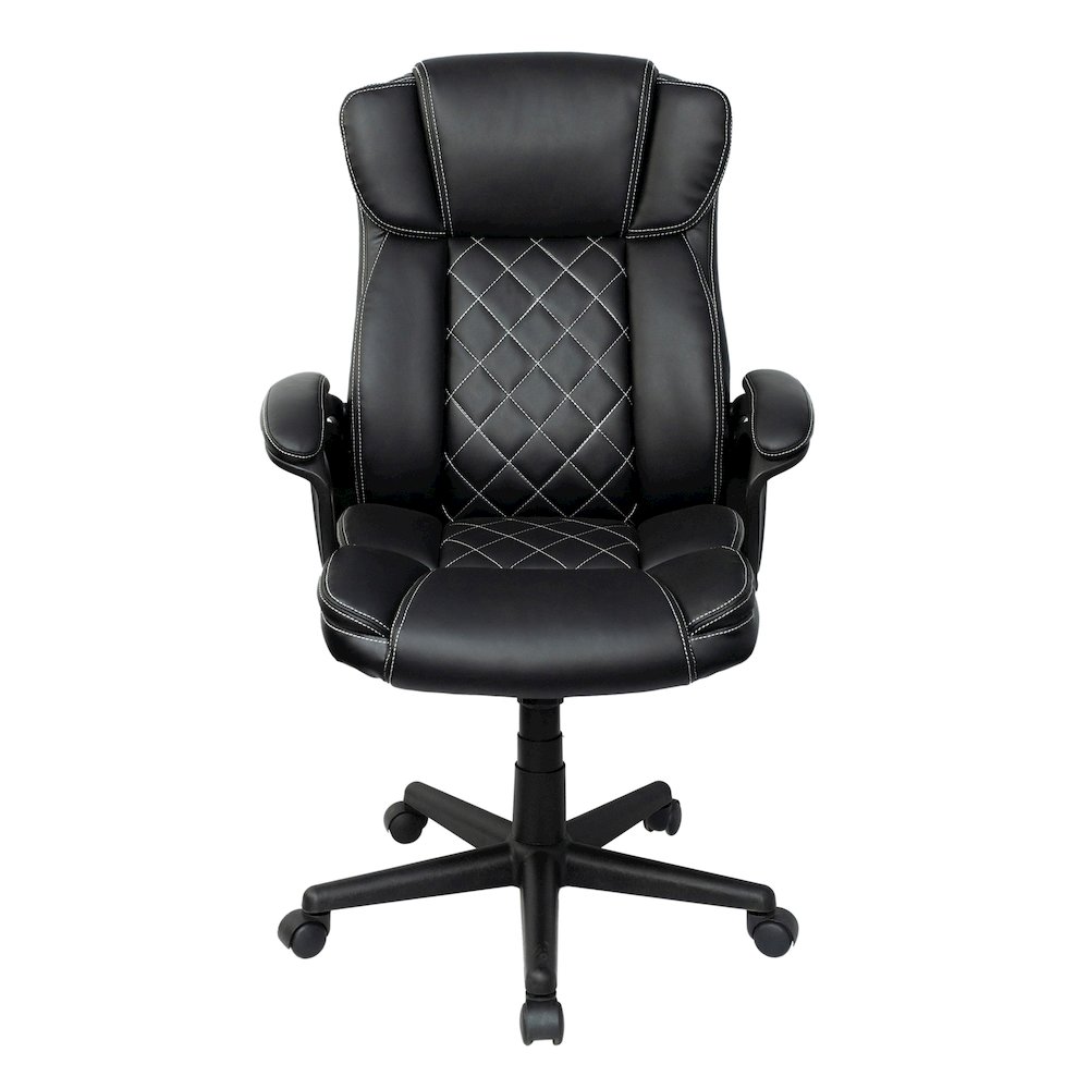 Ergonomic Executive Office Chair High Back Black Faux Leather. Picture 2
