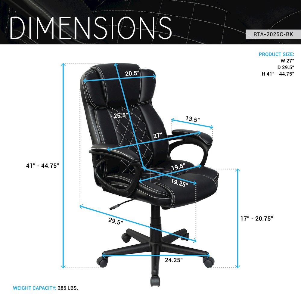 Ergonomic Executive Office Chair High Back Black Faux Leather. Picture 7