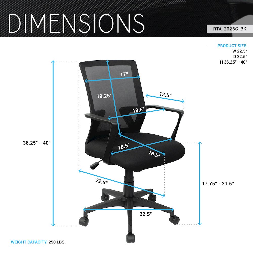 Ergonomic Mesh Office Chair with Adjustable Height & Tilt. Picture 7