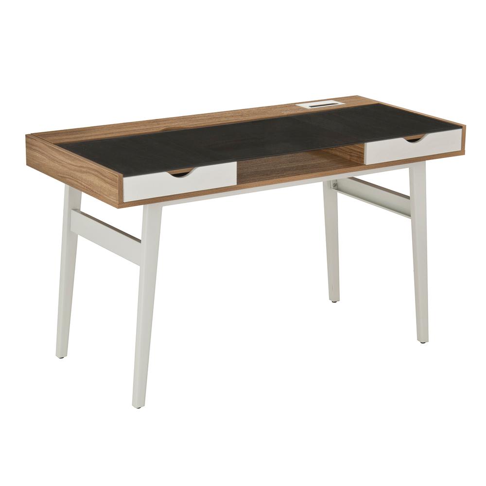 Compact Computer Desk with Multiple Storage. Color: Walnut. Picture 3