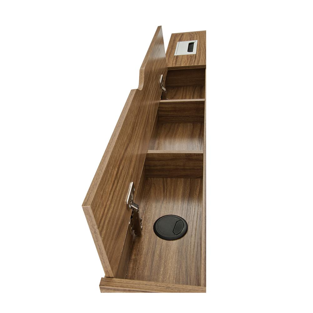 Compact Computer Desk with Multiple Storage. Color: Walnut. Picture 8