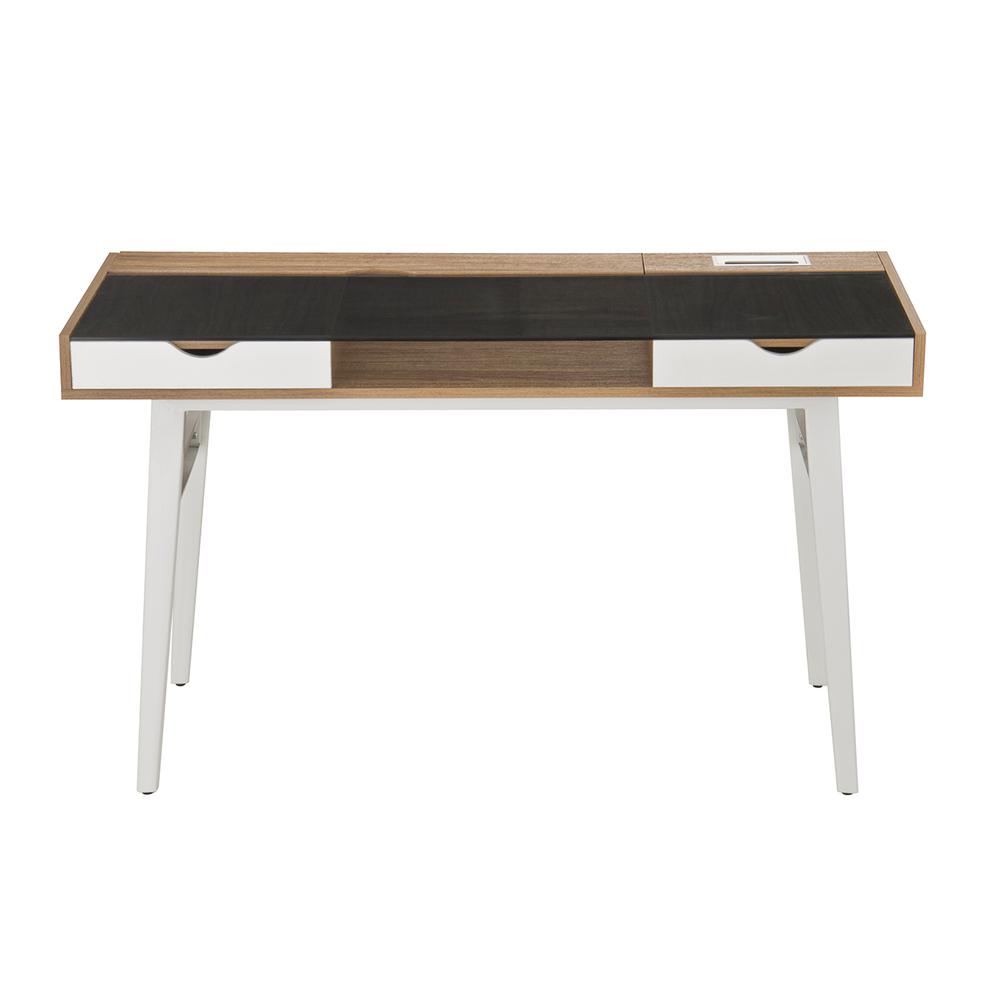 Compact Computer Desk with Multiple Storage. Color: Walnut. Picture 5