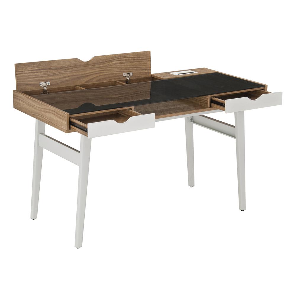 Compact Computer Desk with Multiple Storage. Color: Walnut. Picture 12