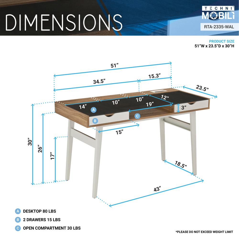 Compact Computer Desk with Multiple Storage. Color: Walnut. Picture 15
