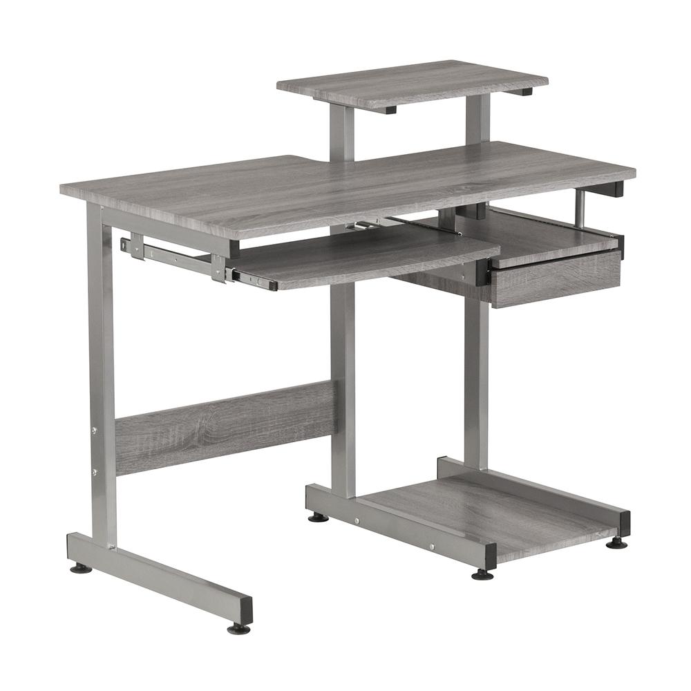 Complete Computer Workstation Desk, Gray. Picture 1