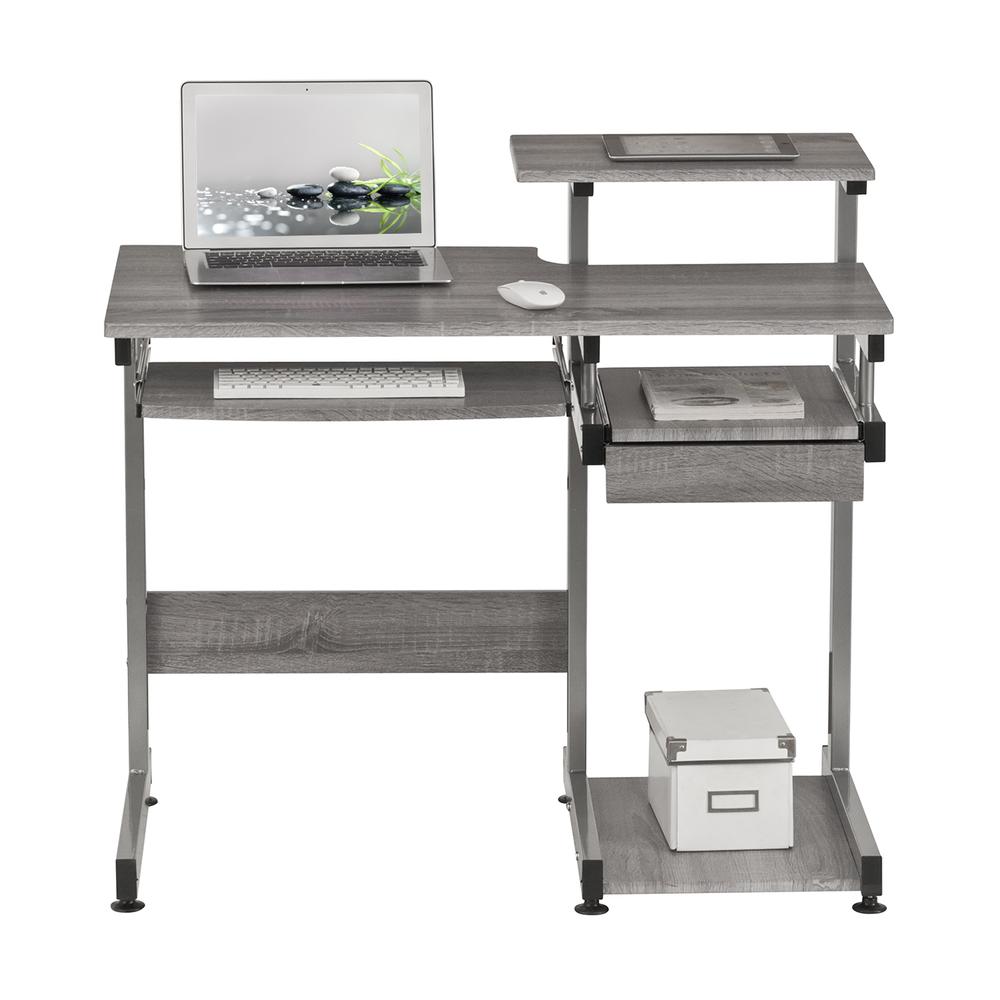 Complete Computer Workstation Desk, Gray. Picture 2