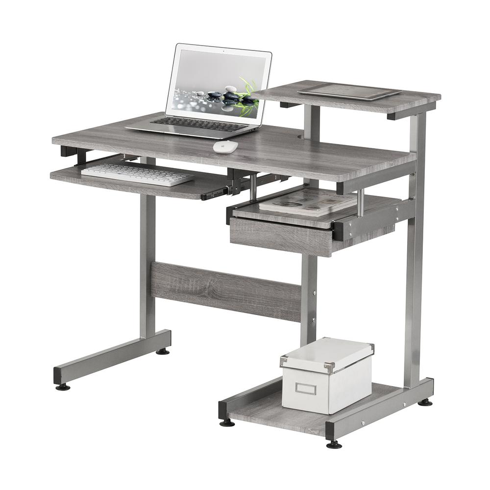Complete Computer Workstation Desk, Gray. Picture 3